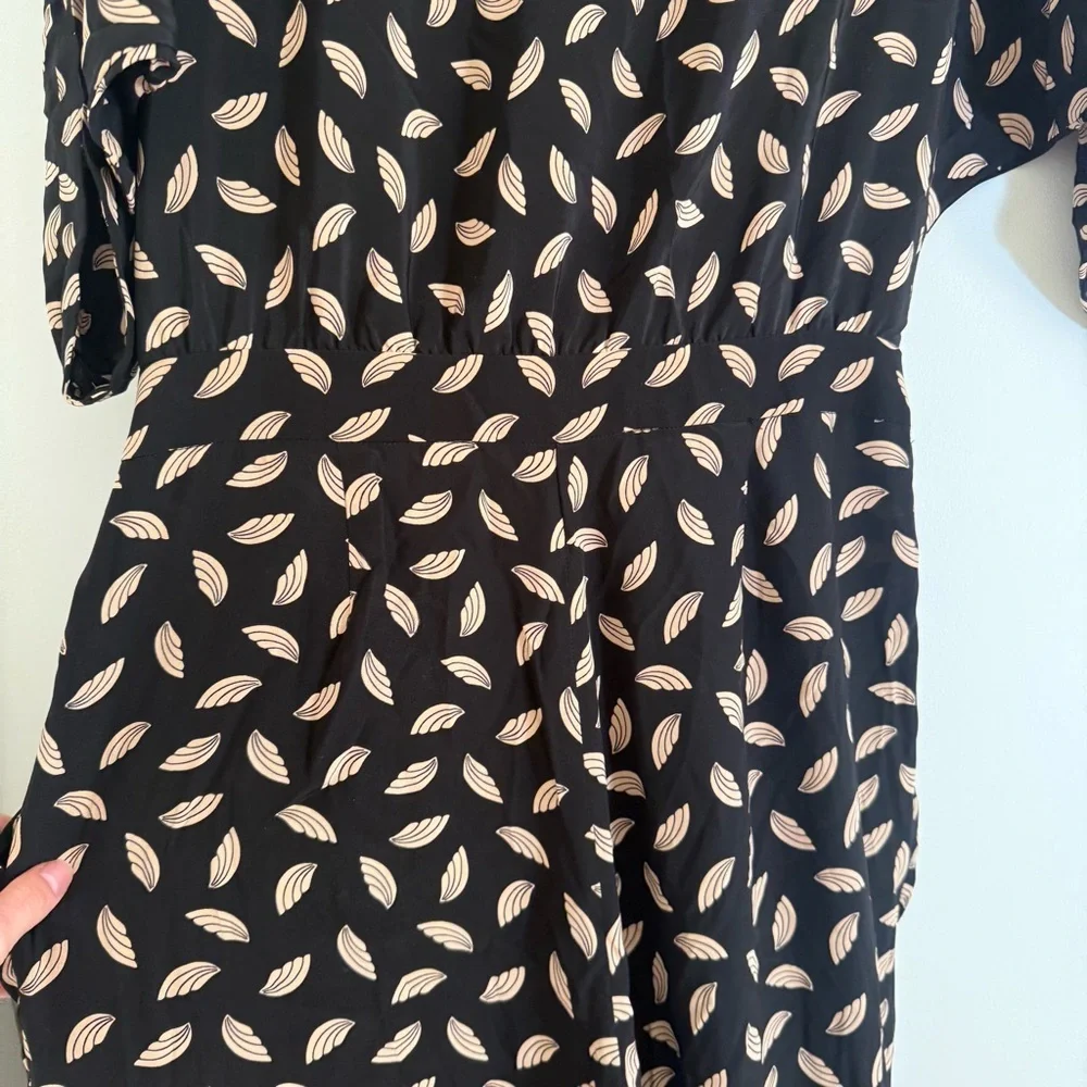 Diane Von Furstenburg 100% Silk Lucy Printed Black Jumpsuit 8 Selena Gomez Y2K